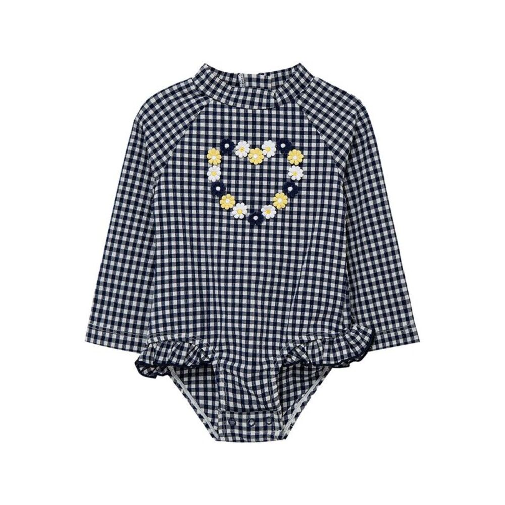 Little Me Girls  Gingham One-Piece Rashguard